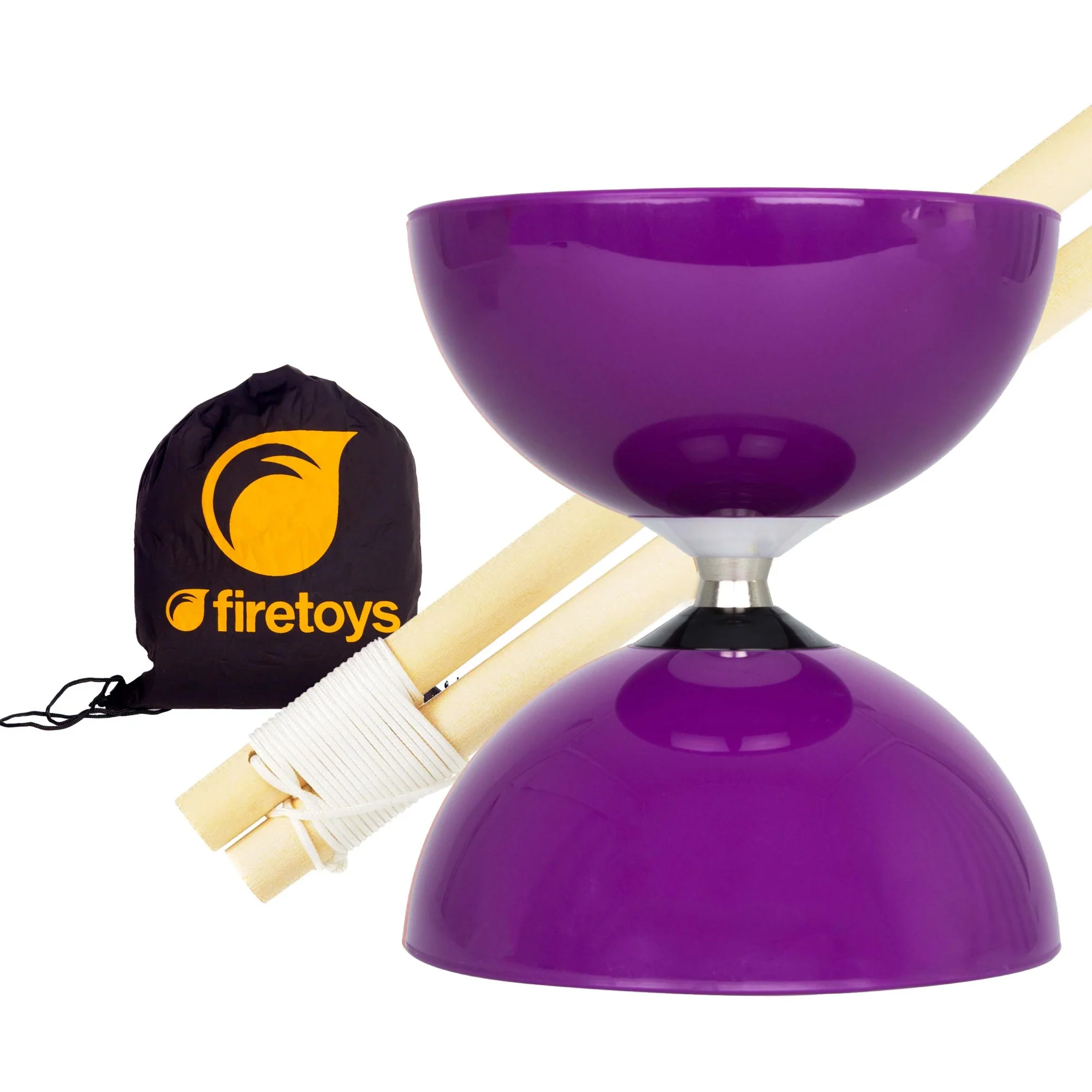 Big Top Bearing Diabolo Set with Wooden Handsticks & Firetoys Bag - Image 5